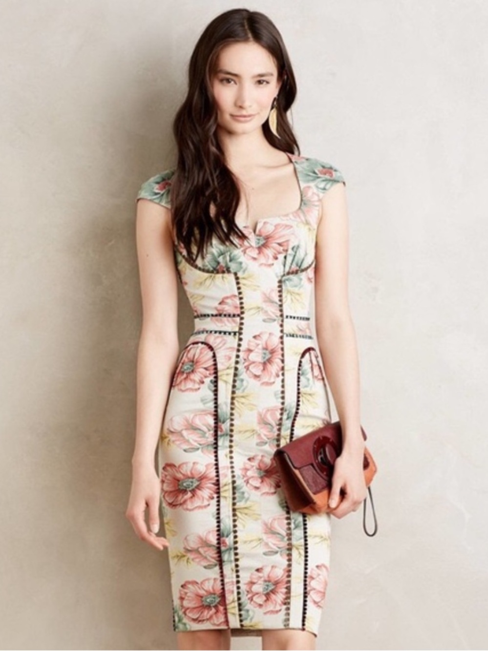 Bryon Lars Brocade Floral Tapestry Bodycon Sheath Dress Size 8
